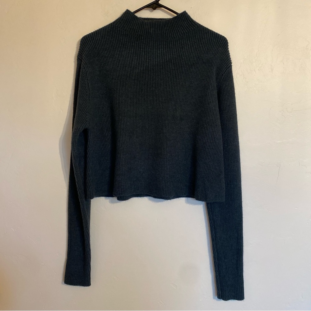 Dress Forum Deep Pine Ribbed Cropped Sweater size L